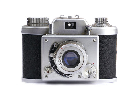 Vintage film camera isolated on white background