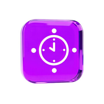 A purple clock icon with a white clock face