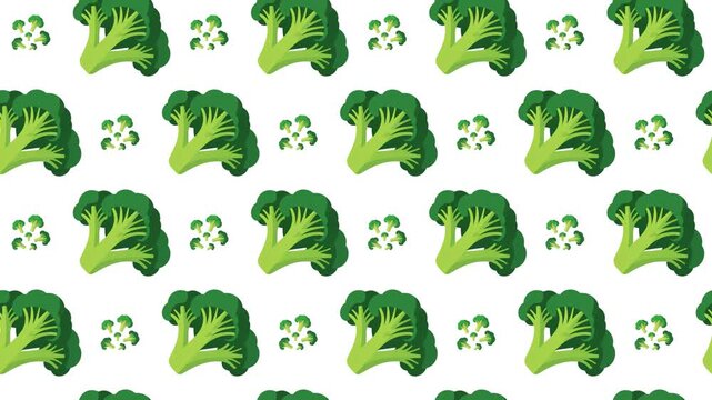 Fresh Broccoli Florets Seamless Pattern Background, healthy vegetable and nutrition concept.