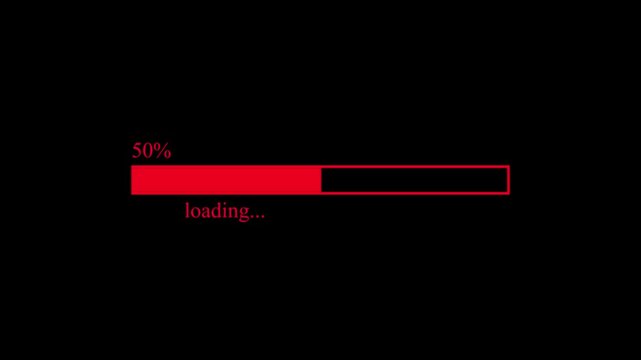 Abstract loading icon animation . Loading bar and percentage Futuristic progress loading bar 0-100 percent animation. 4k motion graphics animation.