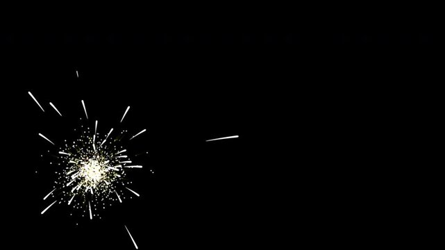 A bright spark burst explodes against a dark background, sending glowing streaks outward. The high-contrast effect creates a dynamic, energetic visual ideal for impact, ignition, or celebration themes
