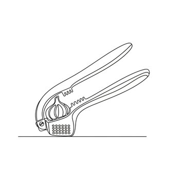 A detailed line drawing of a manual citrus juicer with a lemon on it