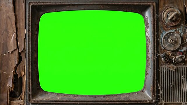 Vintage Television with Green Screen and Changing Backgrounds