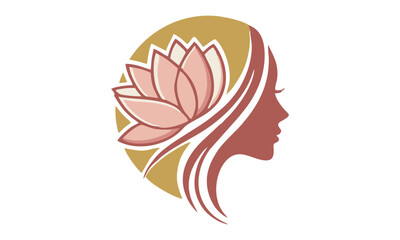 Woman's face with lotus flower in hair profile portrait © inka