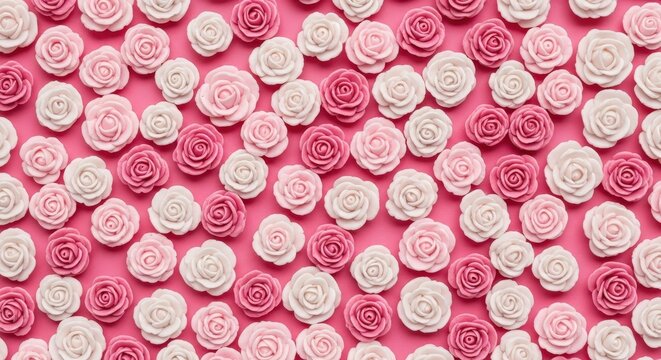 Pastel pink and white floral rosette pattern rosettes flowers