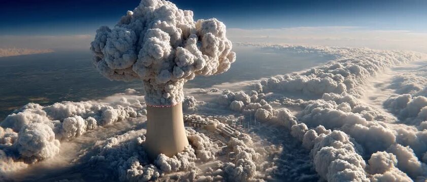 Mushroom Cloud Rising: A dramatic depiction of an atomic explosion, showcasing the immense power and destructive force of a nuclear detonation.