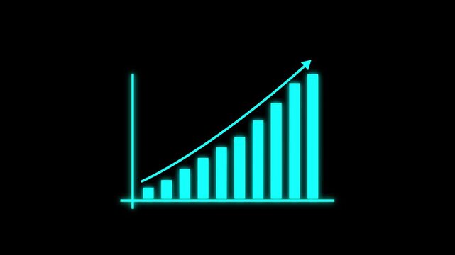 Business growth concept in graph chart showing marketing sales profit increasing to future target. business graph success Statistics bars columns growth animation arrow on white background.4k