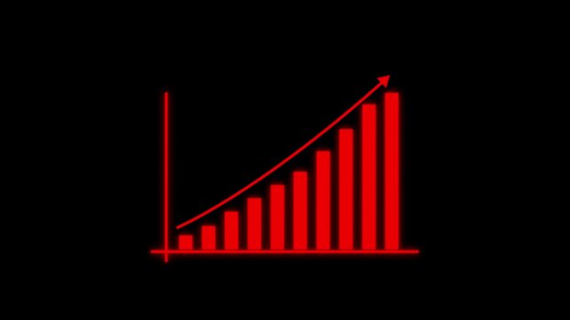 Business growth concept in graph chart showing marketing sales profit increasing to future target. business graph success Statistics bars columns growth animation arrow on white background.4k