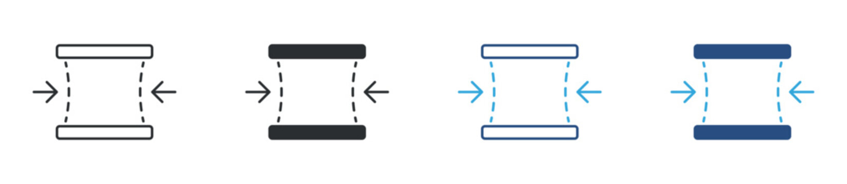 Compression icon set. inward arrows with flexible shape. data compression and size optimization concept. vector illustration.