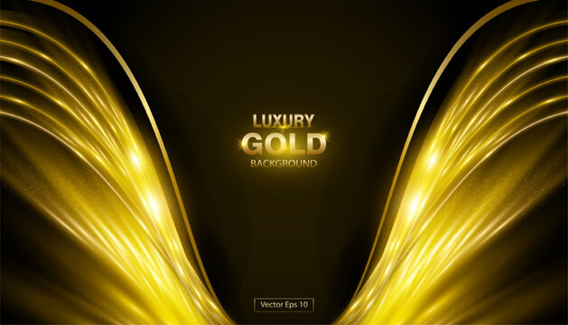 Luxury Premium Background Awward Design Black And Gold With Vertical Light Curve Lines. Eps Vector File.  Luxury Design For Banner, Backdrop, Precentation.