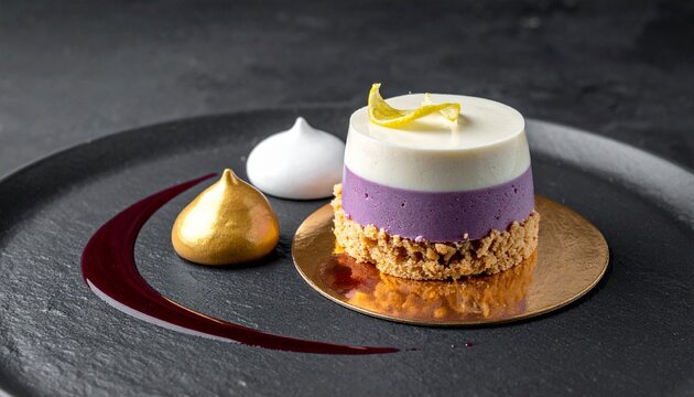 "Elegant layered mousse dessert"