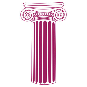 Ancient Greek Ionic Column Illustration for Architectural Design and Historical Artwork