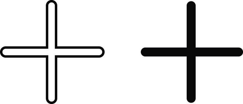Plus icon set. Add and create symbols. Positive sign.Plus and cross symbol. Interface button and user experience design. 
