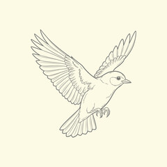 Fototapeta premium Sketch of a bird in flight delicate lines and peaceful imagery
