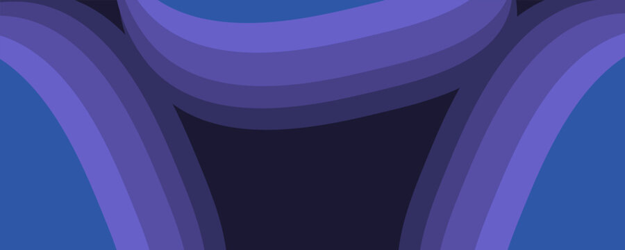 Vector blue line background curve element with black space for text and message design, overlapping layers