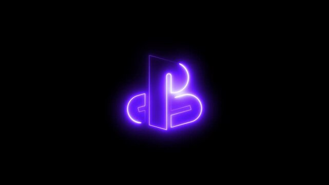 Purple neon music note on black background glowing purple musical symbol