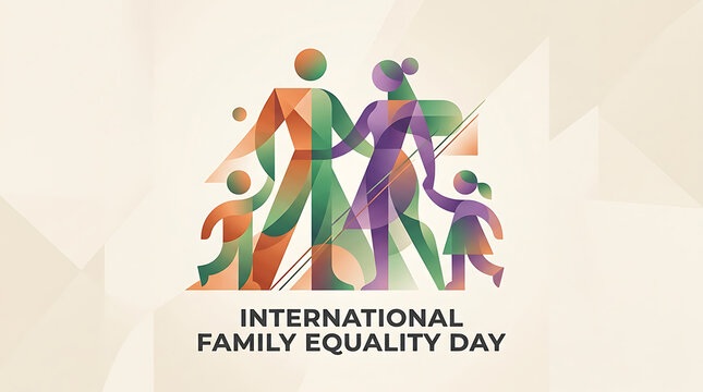 Geometric abstract family figures in gradient colors representing equality and unity