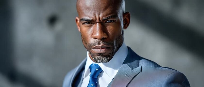 Focused Confidence: A striking portrait of a sharply dressed person, exuding unwavering self-assurance. The image highlights a powerful presence and serious expression.