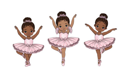 Four young ballerinas dancing in pink tutus and ballet slippers © Msttaslima