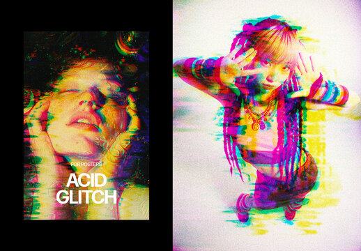 Acid Glitch Photo Effect &ndash; Color Shift for Poster & Social Media (PSD)