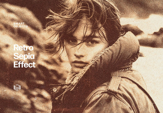 Retro Sepia Photo Effect &ndash; Printer for Album Cover & Social Media (PSD)