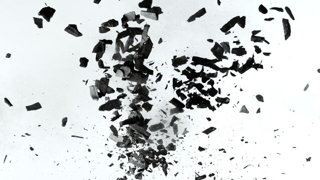 Freeze Motion of Collision of Charcoal Pieces