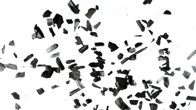 Freeze Motion of Collision of Charcoal Pieces