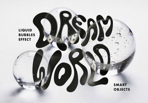 Liquid Bubble Text Effect &ndash; Distortion Typography for Logo, Poster & Branding (PSD)