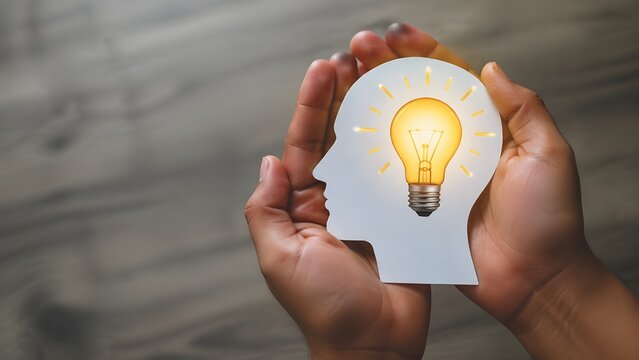 Human Brain and Lightbulb Creative Idea Concept