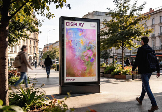 Outdoor Vertical Display Mockup &ndash; Advertising Branding Presentation (PSD)