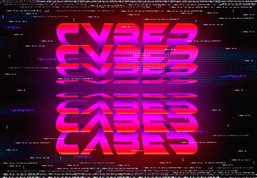 Cyber Text Effect &ndash; Glowing Typography for Logo, Poster & Branding (PSD)