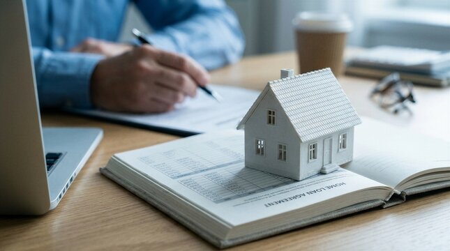 Real estate contract sign. Property mortgage finance signing agreement approved. Real estate insurance. Home buying document. homeowner house tenant. Real estate investment. Home estate insurance.