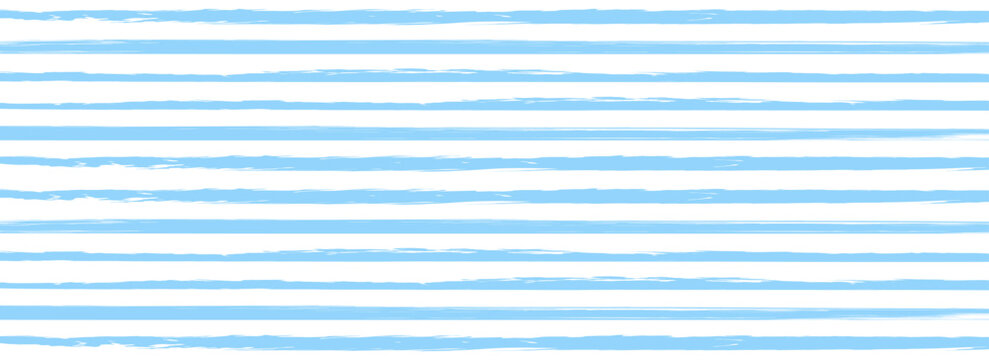 Light blue seamless watercolor stripes background. Summer pastel straight horizontal lines for fabric, textile, wrapping paper, banner, poster. Abstract strokes repeated pattern. Vector wallpaper