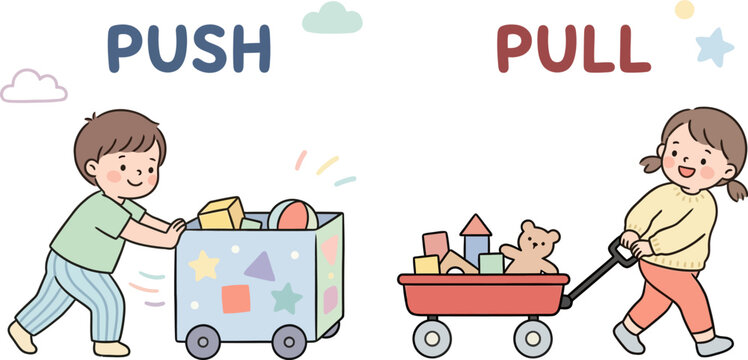 Push and pull force concept for kids