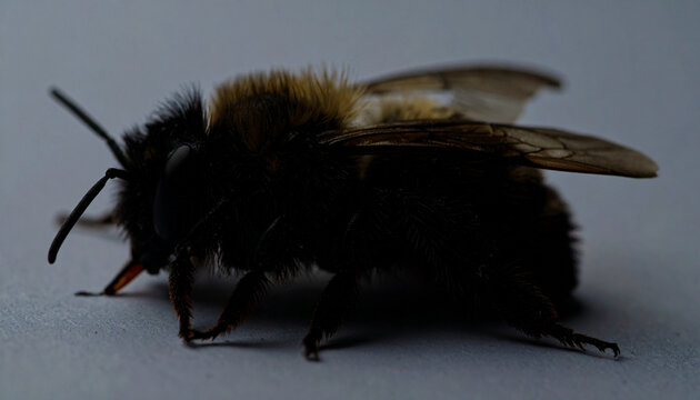 Minimalist Dead Bee Closeup on White Background