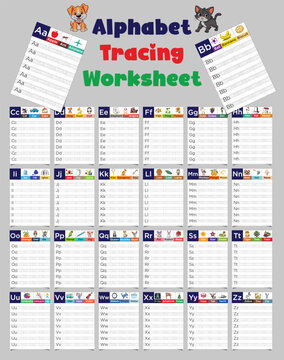 A&ndash;Z Alphabet Worksheet Bundle for Kids, 26 Printable Tracing Pages, Preschool Kindergarten ABC Handwriting Practice, Phonics Learning, Homeschool Educational Pack