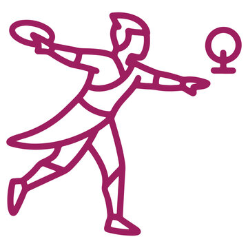 Illustrated figure performing a javelin throw in a dynamic pose emphasizing sportsmanship and athleticism