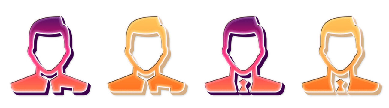 3D gradient icon set - adm in ist rat or male and business man. Occupation icon collection and design. 3D illustration on transparent background. Stylized vector icon collection.
