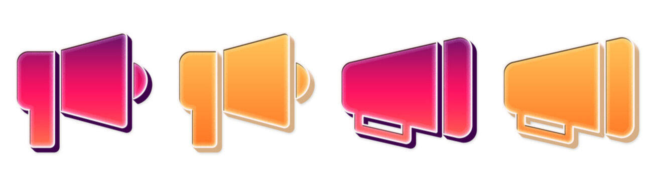 3D rendered gradient icon pack featuring meg a phone and meg a phone. Dialogue speech chat messenger ui set icon collection and design. Modern icon design.