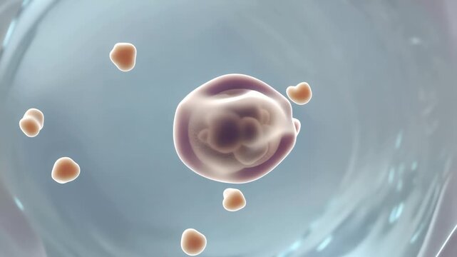 Immune system in stable condition, white blood cells interacting lightly with harmless particles while neutralizing minor threats