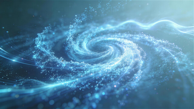 Celestial Vortex: An immersive cosmic scene depicts a mesmerizing vortex of glowing particles and energy waves, evocative of a celestial phenomenon.