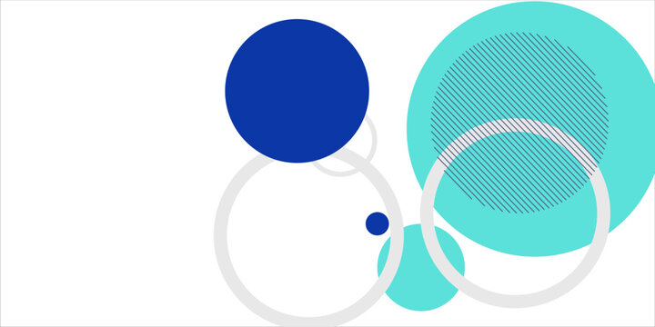 Abstract white background with overlapping turquoise and navy blue circles and rings. Vektor ini cocok untuk web, presentasi, iklan, teknologi, sport dan lain-lain