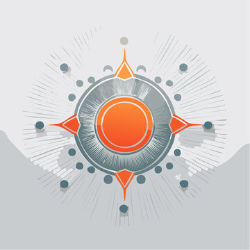 Abstract Geometric Sun or Compass Design