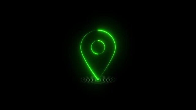 location glowing neon icon fast tracking map pin icon.