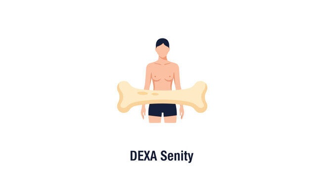 DEXA Scan Concept: Human Figure with Bone Overlay, Health Check