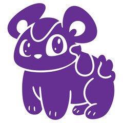 Fototapeta premium Adorable Cartoon Puppy Sitting and Looking Up with Big Eyes and Ears