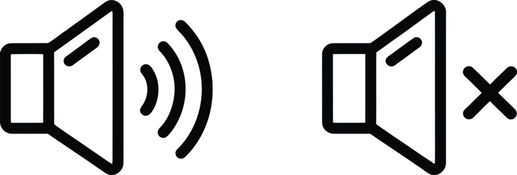 Simple icon showing sound enabled and disabled speaker symbols