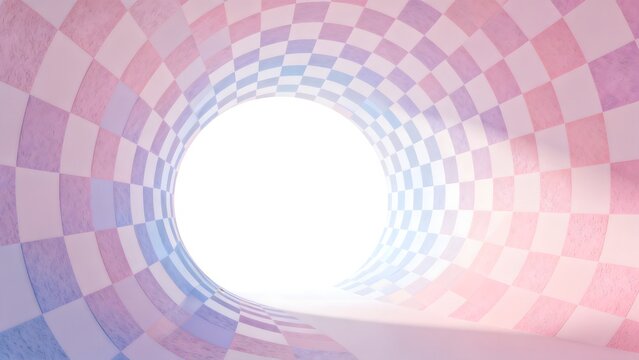 Checkerboard tunnel with pastel colors