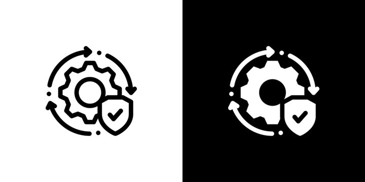 Machine Safety icon concept with flat Black White Background. Vector illustration.