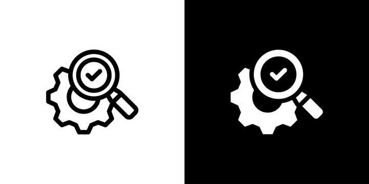 Equipment Inspection icon concept with flat Black White Background. Vector illustration.